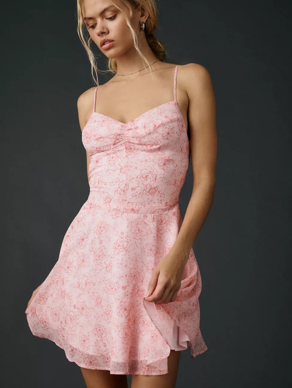 Uo Over The Horizon Fit-And-Flare Chiffon Mini Dress
